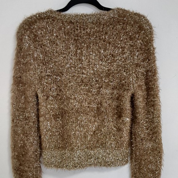 Rachel Roy Gold Long Sleeve Jewel Neck Top Size Misses XS - Picture 7 of 8